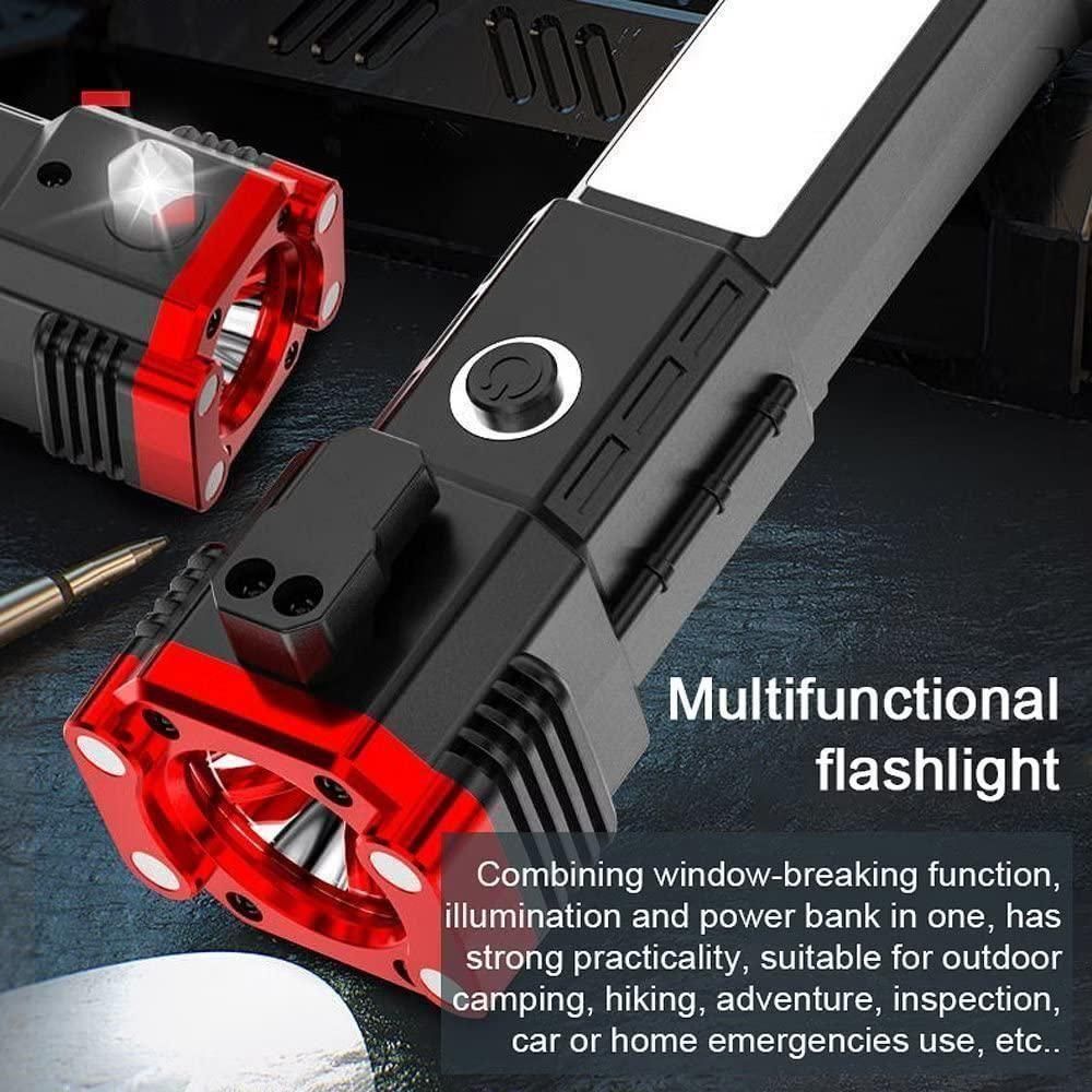 Portable Rechargeable LED Flashlight, Hammer &amp; Magnet – Emergency Torch
